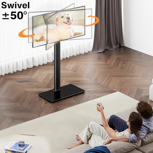 19-43 Inch Swivel Floor TV Stand with Height Adjustment & Tilt - Black