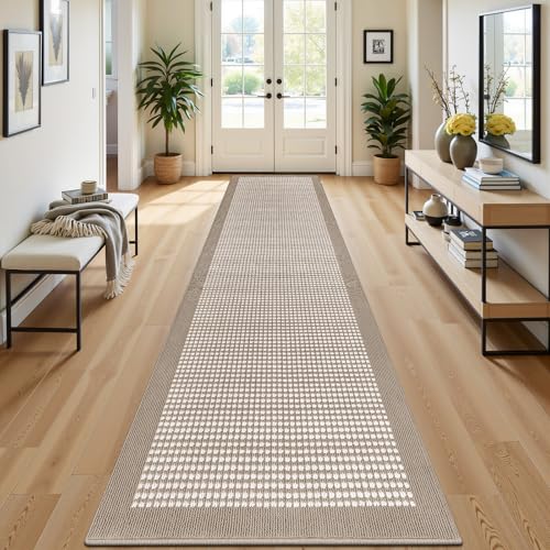 Beige 3'x14' Heavy-Duty Non-Slip Entryway Runner Rug - Low Profile Floor Mat