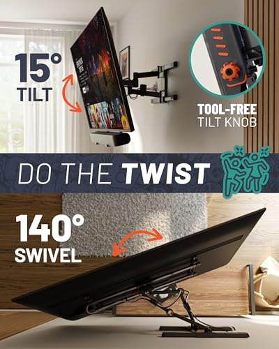 Full Motion TV Wall Mount for 43-82 Inch Screens Up to 130lbs - New & Improved 16" Studs