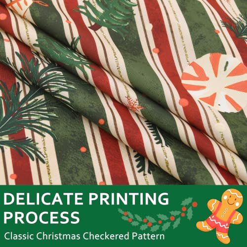DWCN Christmas Striped Rectangular Tablecloth 70 x 108 Inch, Green Farmhouse Holiday Decor