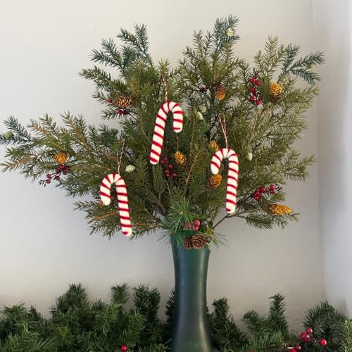 Humble Hilo Handmade Felt Christmas Ornaments Candy Cane 3-Pack - Holiday Animal Decor