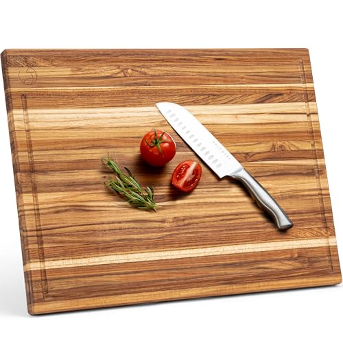 WALDWERK 24 x 18-Inch Large Teak Wood Cutting Board - Solid Hardwood Butcher Block