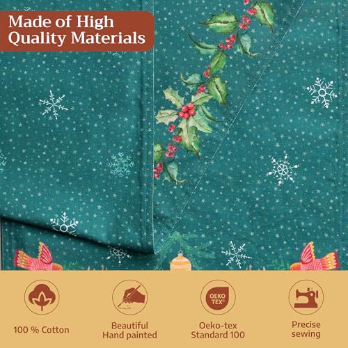 Maison d' Hermine Hygge Christmas Double Layer Cotton Table Runner 14.5" x 108"