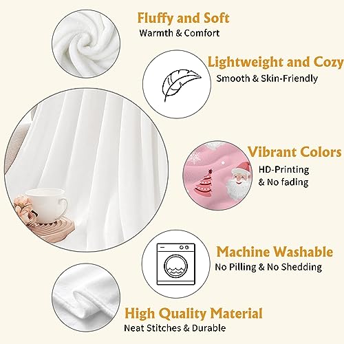 YeeJu Christmas Throw Blanket Baby Small Pink Santa Claus Blanket for Toddler Swaddle Crib Soft Cozy Lightweight Fuzzy Plush Fleece Blankets and Throws Xmas Winter Holiday Blanket 30x40