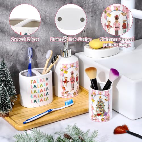 Teenyyou Fresh Color Nutcracker Bathroom Set - 4-Piece Ceramic Xmas Decor