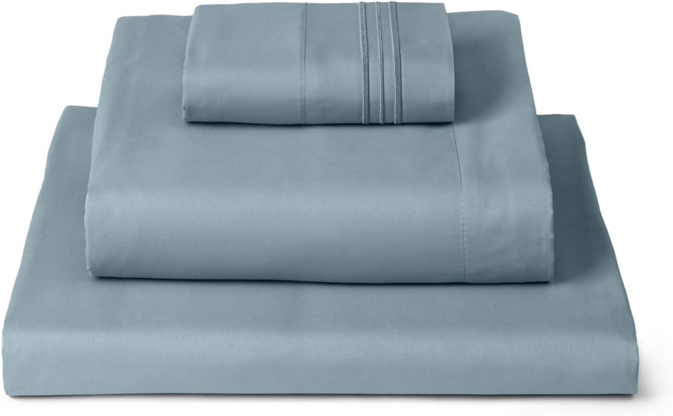 Mellanni Twin XL Sheets Set - 3 PC Hotel Luxury Bedding | Extra Soft, Cooling, Wrinkle-Resistant (Twin Extra Long, Spa Blue)