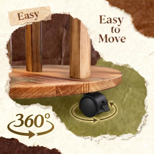 Indoor 5-Tier Plant Stand with Wheels - Brown Wooden Tall Flower Rack