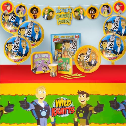 Wild Kratts Birthday Party Kit - Complete Set for 10 Kids with Decorations & Eco-Friendly Tableware