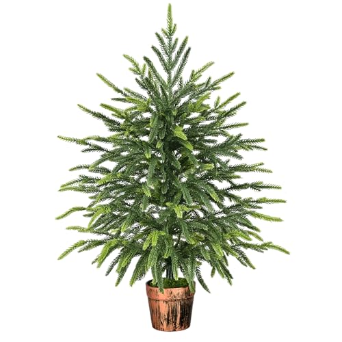 2FT Norfolk Pine Tree with Pot - Real Touch Artificial Christmas Tree for Indoor & Outdoor Decor - Siyaluens