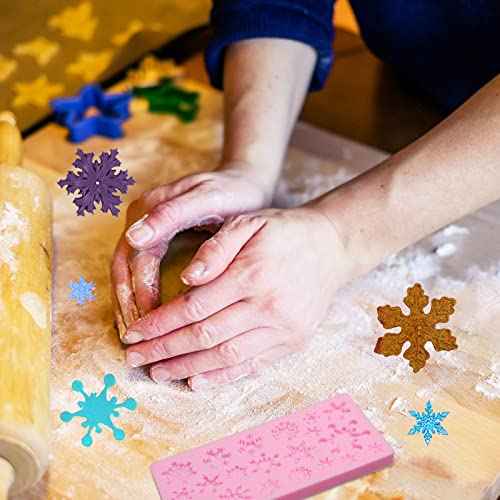 Snowflake Fondant Silicone Molds 4 Pcs, Christmas Series Chocolate Molds for Cake Decoration Cupcake Topper Candy Sugar Craft Gum Paste Resin Clay