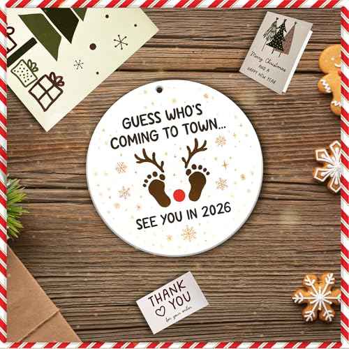 Baby Announcement Ornament 2026, 2 Side Printed Acrylic Ornaments, Baby Coming 2026 Ornaments, Pregnancy Announcement Ornament, Pregnancy Gifts for Expecting Mom, New Born Baby Girls Gift