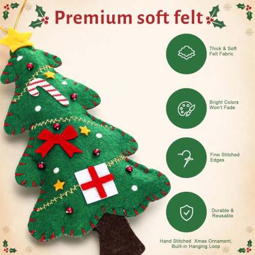 6-Pack 9in Felt Christmas Ornaments Set — 3D Candy Canes & Gift Boxes