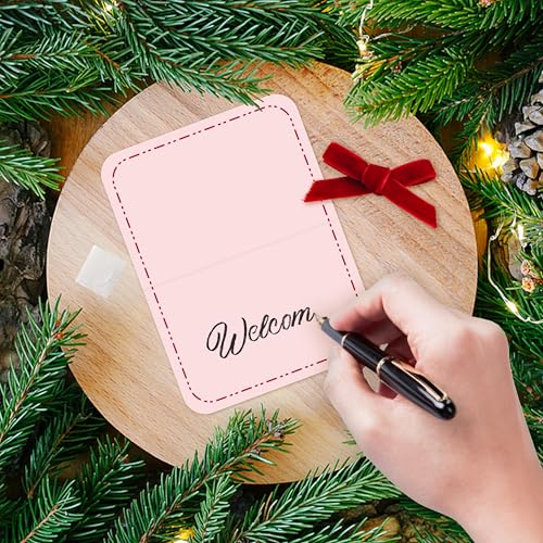 24 Pcs Red Bow Christmas Place Cards, Velvet Holiday Name Cards for