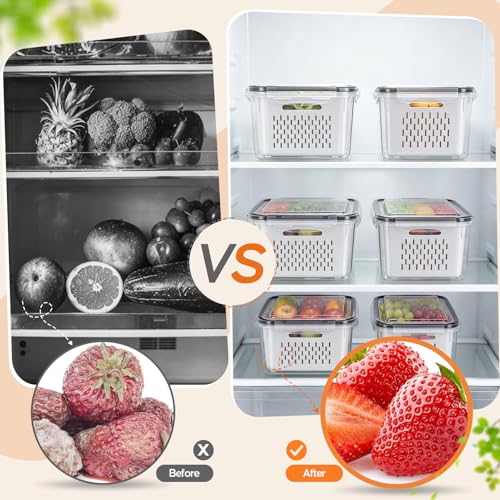 White Fruit Storage Containers with Removable Colander - 6 Pack