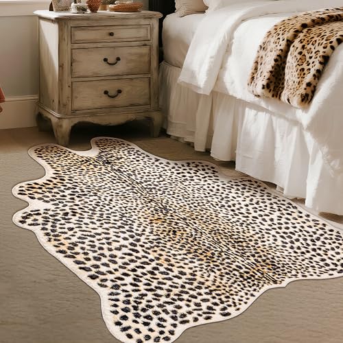 Leopard Rug Cheetah Print Carpet, Animal Area Rug, 5.2x6.5ft