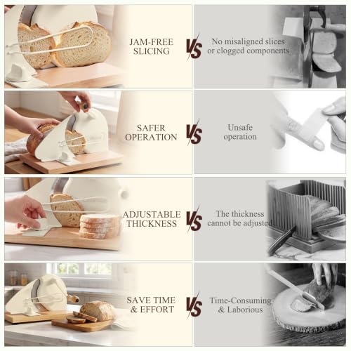 Manual Bread Slicer for Homemade Bread - Cream, Adjustable Thickness, Stable & Durable