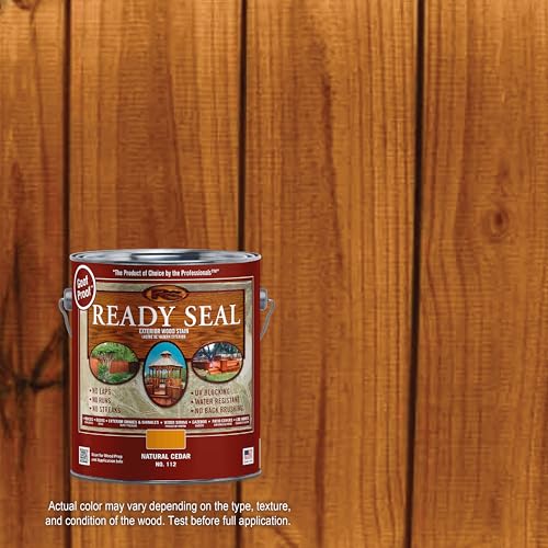 Ready Seal 112 Semi-Transparent Stain & Sealer - Natural Cedar 1 Gal - No Laps or Streaks