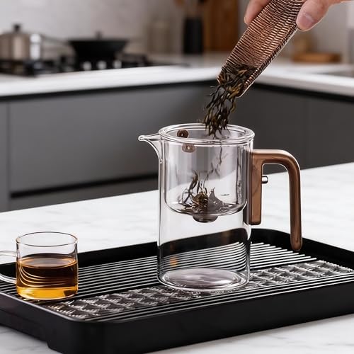DRNKNSTX Transparent 20 oz Enchanted Glass Tea Pot with Infuser, Loose Leaf Steeper