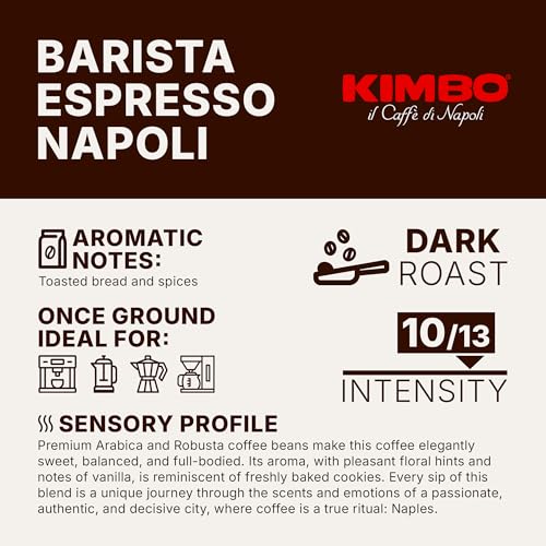 Kimbo Napoli Whole Bean Coffee Dark Roast 35.2oz - Italian Espresso & Moka Brew