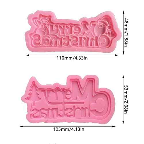 Cestony Christmas theme 2Pcs Merry Christmas Shaped Silicone Molds for DIY Cake Fondant Biscuit Cookies Soap Sugar Pudding Chocolate Hard Candies Dessert Candle Decor