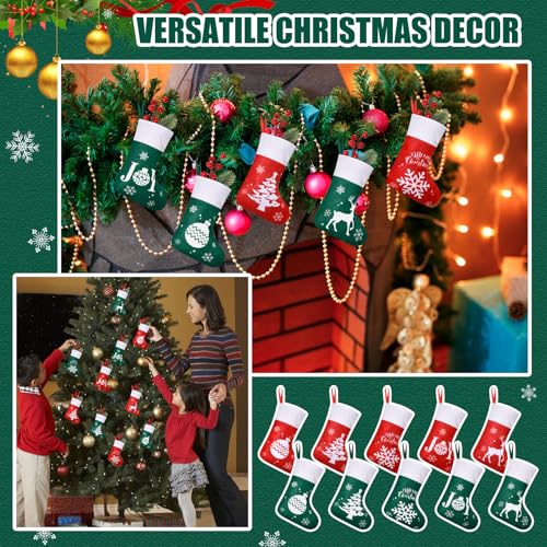 HooLing 50 Pcs 7 Inch Mini Christmas Stockings Bulk, Green, Stylish