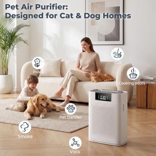 Honeyuan Air Purifier for Large Rooms Up to 2400 Sq Ft - Off White
