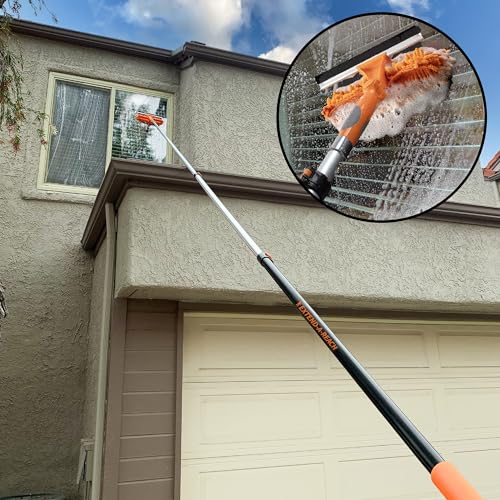 12 Ft Window Washing Kit with Extension Pole and Squeegee - Reach Up to 20 Feet