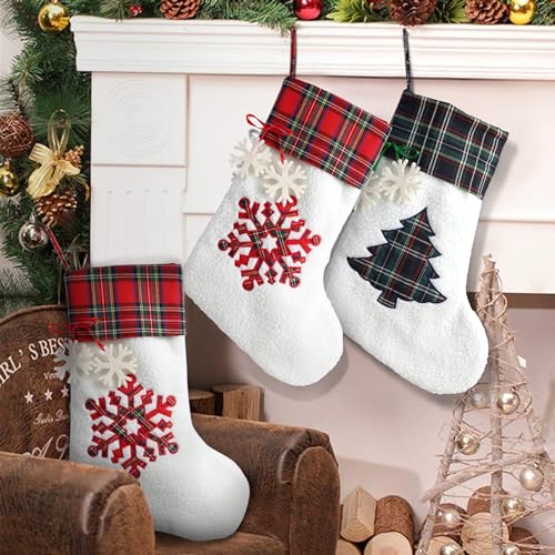 XinblueCo Christmas Pet Stockings - Red Snow Paw and Fish Bone Pattern, Large Fireplace Hanging Decor