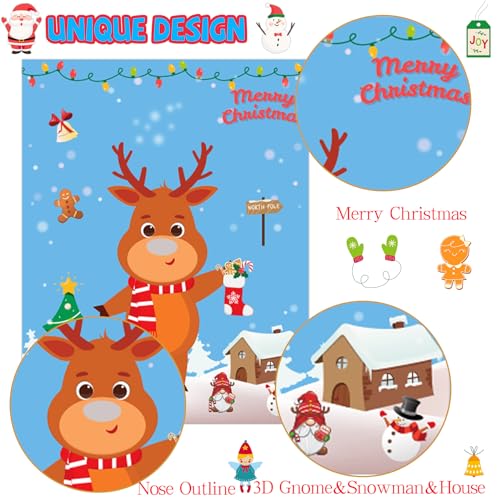 Christmas Reindeer Pin the Nose Party Game with 24 Stickers Kids & Adults