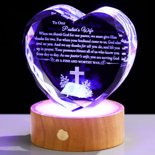 Pastor's Wife Appreciation Crystal Heart Gift - Religious Home Decor