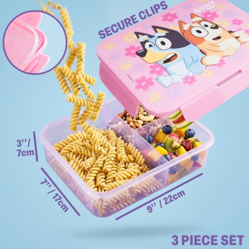 Bluey Girls Lunch Bag Set with Bento Box & Water Bottle - Pink/Multi, 3 Piece