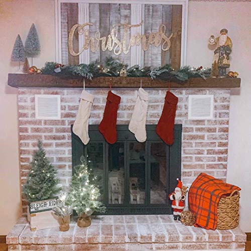 Fesciory 18" Burgundy & Ivory Christmas Stockings 4 Pack Cable Knit for Fireplace