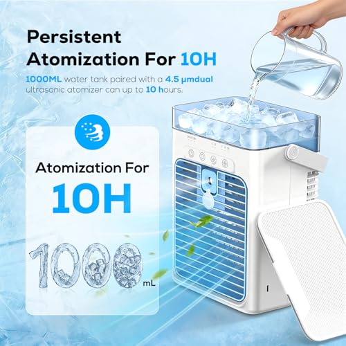 Tiptop Home Blue Portable 3-in-1 Mini Air Conditioner & Cooler — USB, RGB Light, 1000ml