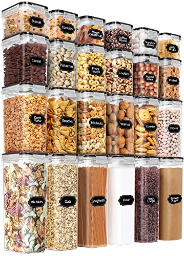 PRAKI Black Airtight Food Storage Containers Set - 24 pcs, BPA Free