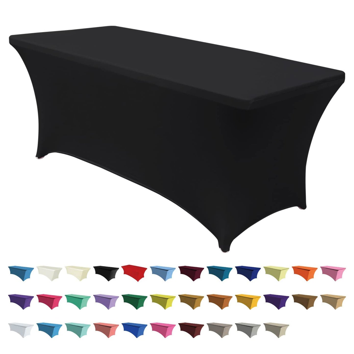 ABCCANOPY 4 FT Black Spandex Table Cover Stretch Fitted Wrinkle Resistant Tablecloth Reuse for Rectangular Folding Table Patry Event Wedding Banquet Protector
