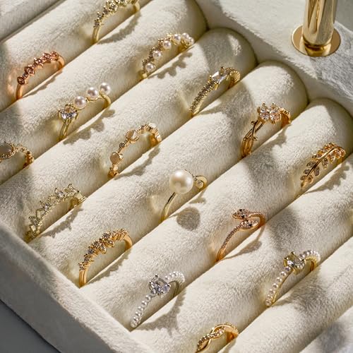 Beige Jewelry Organizer Stand for Necklaces, Bracelets, Earrings & Rings - Large, Bussdis