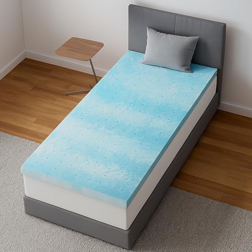 Blue Novilla Twin Memory Foam Mattress Topper 3 Inch Cooling Gel Ventilated