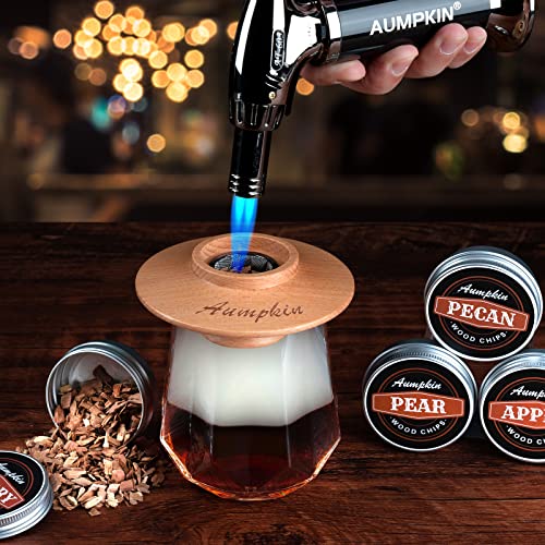 Cocktail Smoker Kit with Torch & 6 Flavors Wood Chips – Old Fashioned Drink Infuser – Bourbon Whiskey Gifts for Men, Dad, Husband (With Torch)