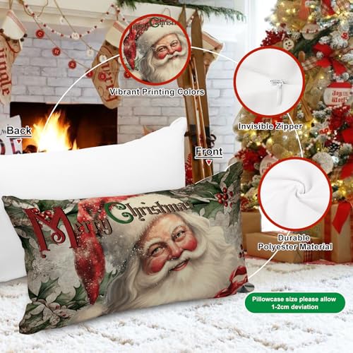 Lanpn Green 20x12 Inch Christmas Lumbar Pillow Covers Set of 4 Holiday Decor