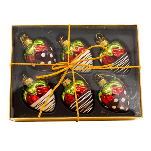 Kurt Adler Noble Gems Glass Chocolate Strawberry Ornaments - 6 Pack