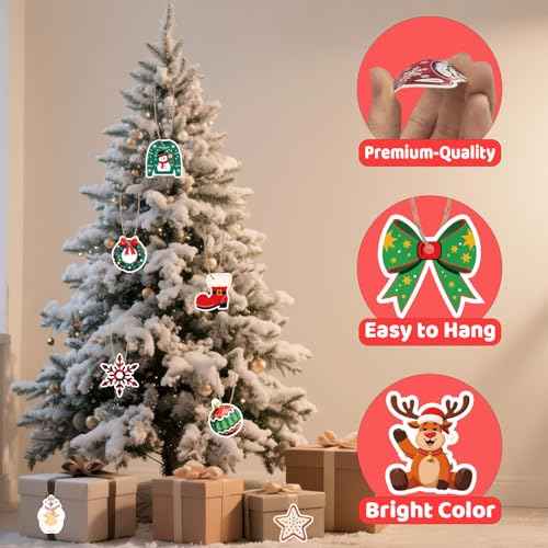 24Pcs Mini Christmas Tree Ornaments, 2¡° Miniature Christmas Tree Ornaments, Xmas Miniatures for Crafts with String for Winter New Year Party Tree Indoor Craft Favors
