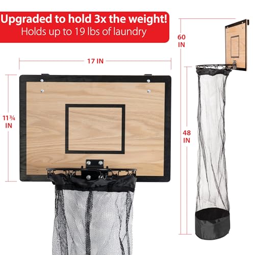 Wooden Basketball Hamper Over-the-Door Laundry Basket Room Decor