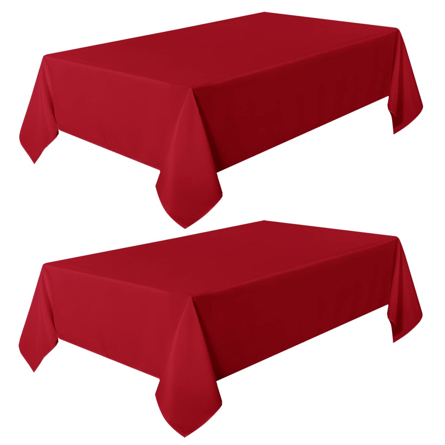 sancua 2 Pack Red Tablecloth 60 x 84 Inch, Rectangle 4 Feet Christmas Table Cloth - Stain and Wrinkle Resistant Washable Polyester Table Cover for Dining Tables, Buffet Parties and Camping