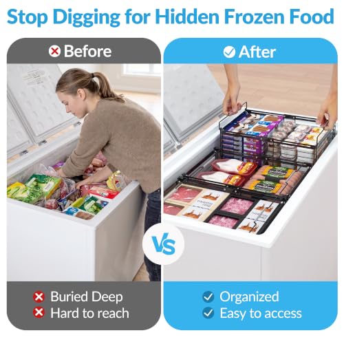 3 Pack Expandable Freezer Organizer Baskets - Stackable Wire Storage Bins