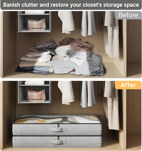 2-Pack Under Bed Storage Containers - 4.5 Inch Tall Clothes & Shoe Organizer, Grey Variation of THIS Listing