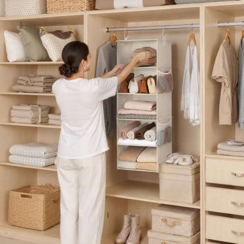 Ivory White 5-Shelf Hanging Closet Organizer for Small Closets - 48"H