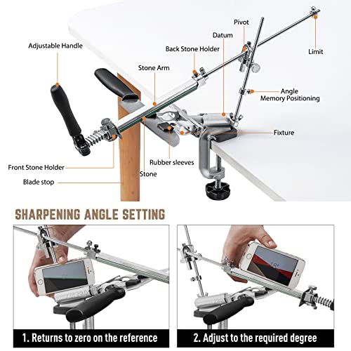 Silver Knife Sharpener Kit with 10 Whetstones & 360° Flip Design - Professional Kitchen Tool