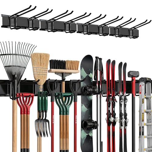TIDYME 64-Inch Garage Wall Organizer with Double Hooks, Heavy Duty Tool Storage
