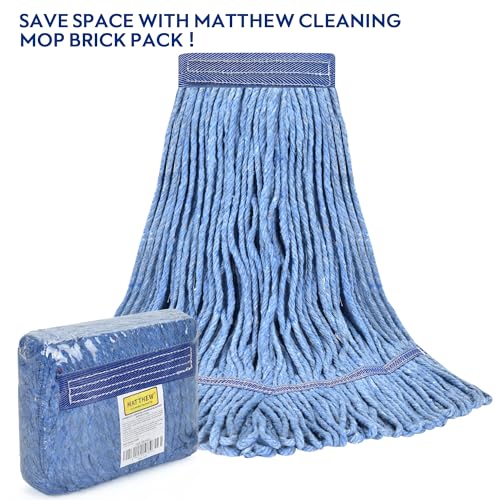 Heavy Duty Mop Heads Pack of 6 - Blue Cotton Looped End Commercial Replacements