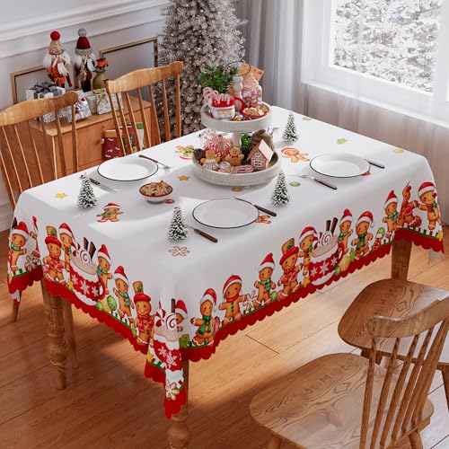 Siilues Christmas Tablecloth 60x104 Rectangular – Premium Polyester with Water-Resistant Finish